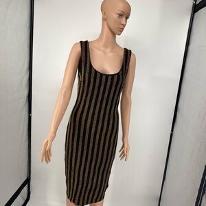 Fashion Nova Black and Gold Midi Dress